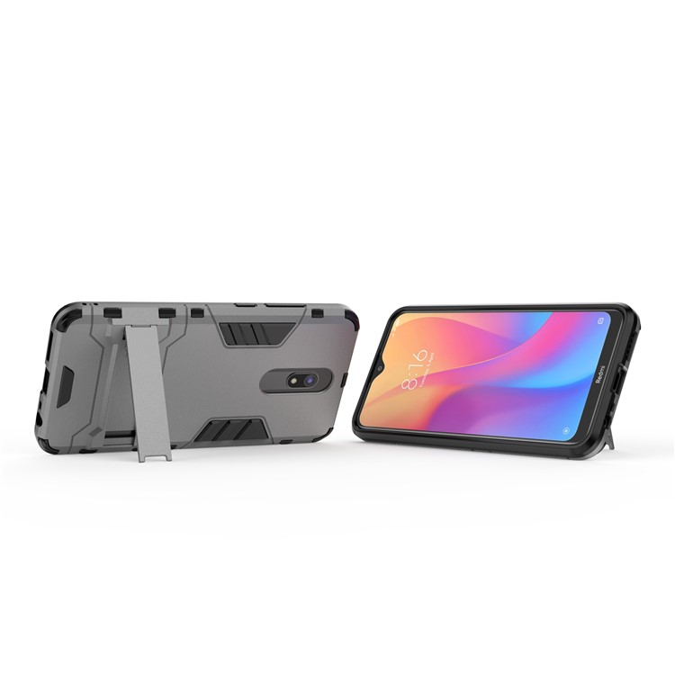2-in-1 Plastic + TPU Phone Shell with Kickstand for Xiaomi Redmi 8A - Grey-3