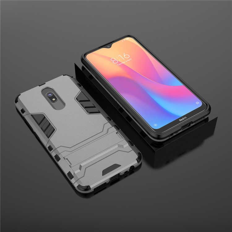 2-in-1 Plastic + TPU Phone Shell with Kickstand for Xiaomi Redmi 8A - Grey-4
