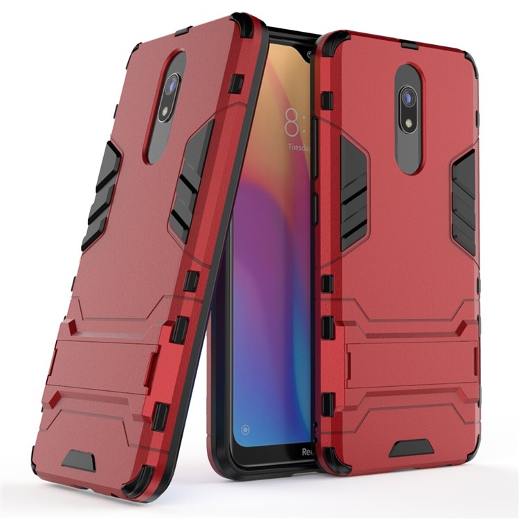 2-in-1 Plastic + TPU Phone Shell with Kickstand for Xiaomi Redmi 8A - Red-1
