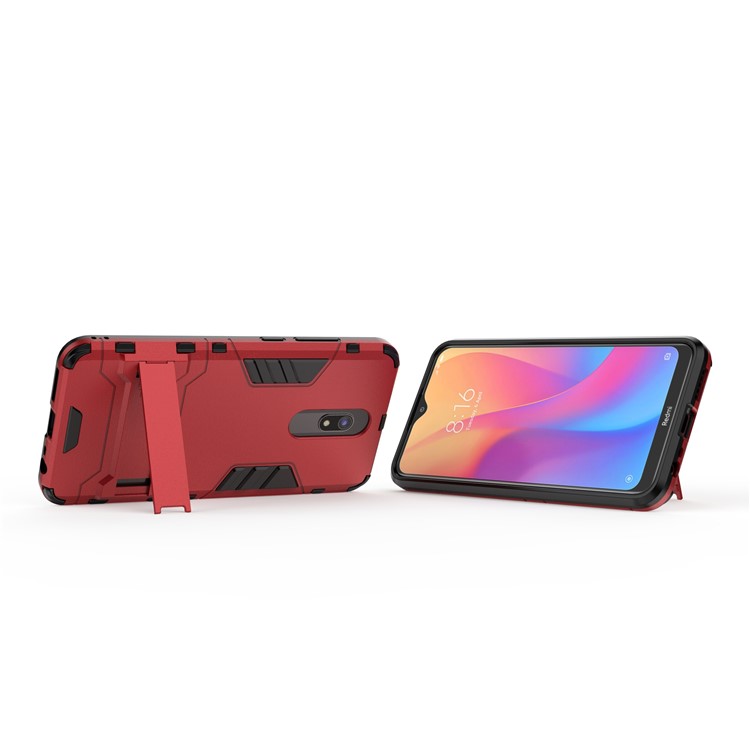 2-in-1 Plastic + TPU Phone Shell with Kickstand for Xiaomi Redmi 8A - Red-3