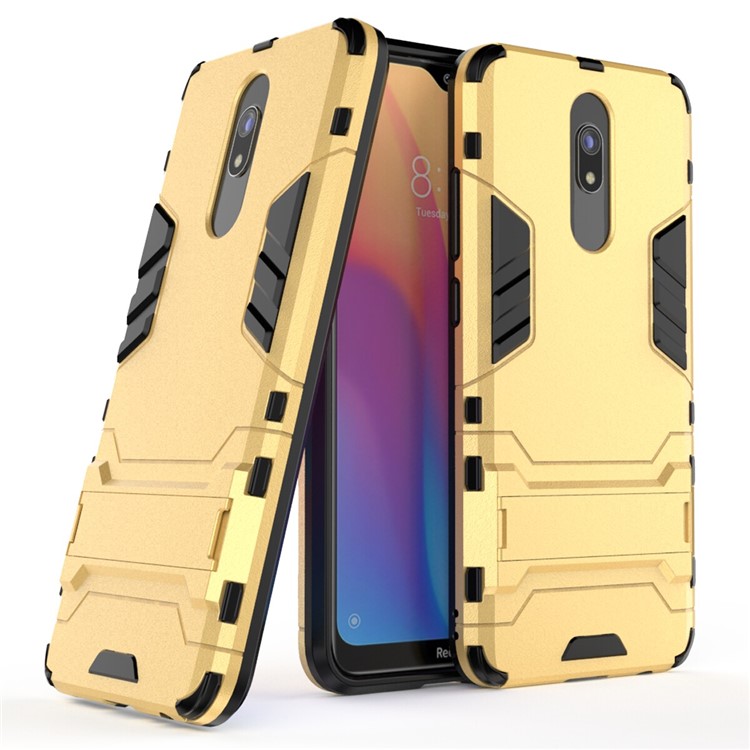 2-in-1 Plastic + TPU Phone Shell with Kickstand for Xiaomi Redmi 8A - Yellow-1