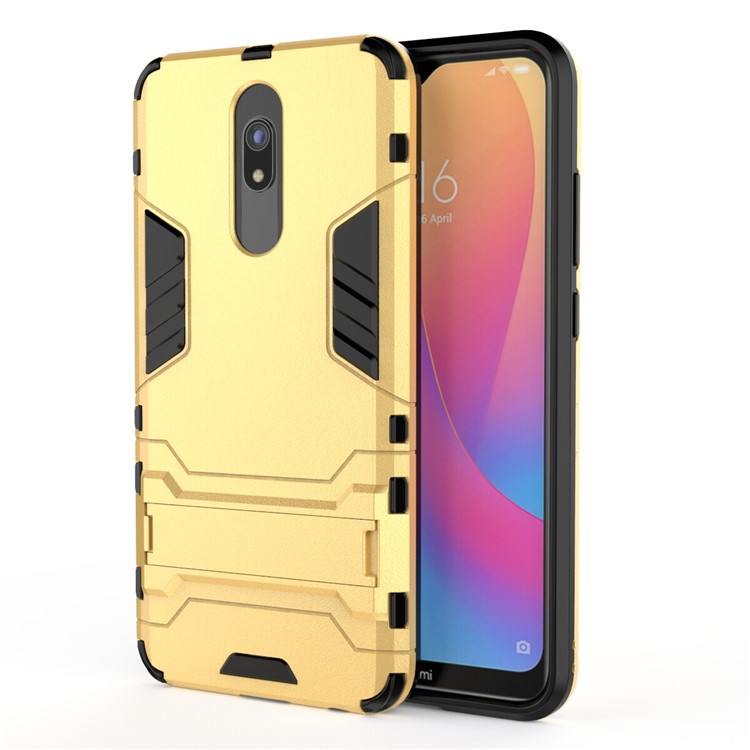 2-in-1 Plastic + TPU Phone Shell with Kickstand for Xiaomi Redmi 8A - Yellow-2