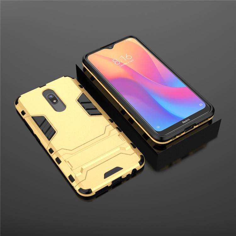 2-in-1 Plastic + TPU Phone Shell with Kickstand for Xiaomi Redmi 8A - Yellow-4