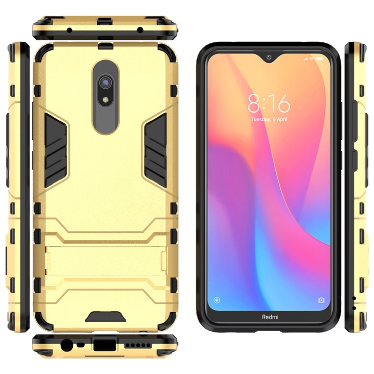 2-in-1 Plastic + TPU Phone Shell with Kickstand for Xiaomi Redmi 8A - Yellow-5