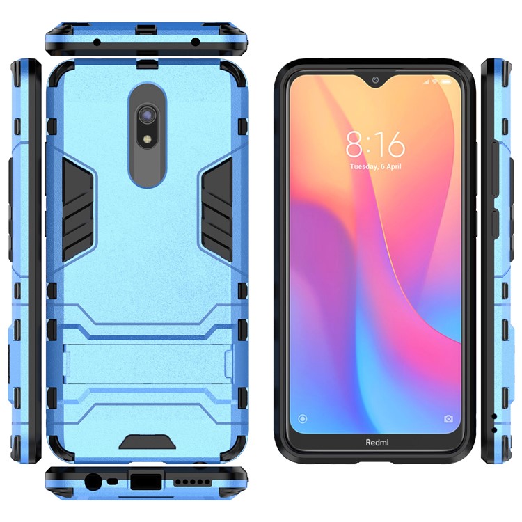 2-in-1 Plastic + TPU Phone Shell with Kickstand for Xiaomi Redmi 8A - Baby Blue-5