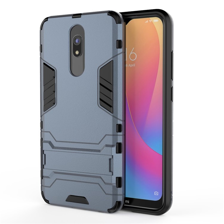 Plastique 2-en-1 + Coquille de Téléphone TPU Avec Béquille Pour Xiaomi Redmi 8a - Bleu Foncé