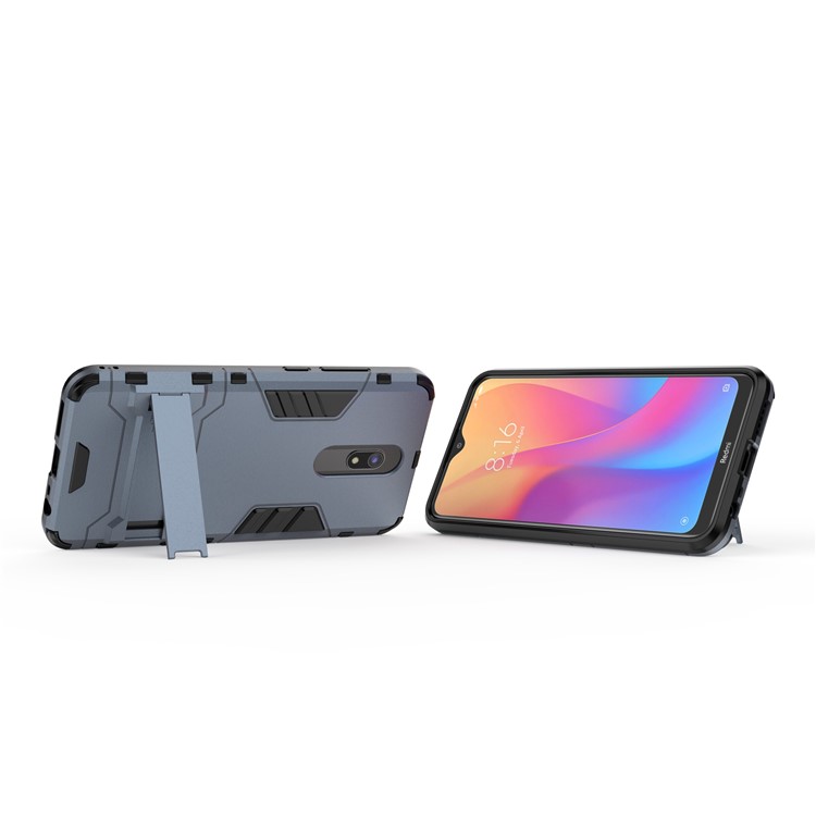 2-in-1 Plastic + TPU Phone Shell with Kickstand for Xiaomi Redmi 8A - Dark Blue-3
