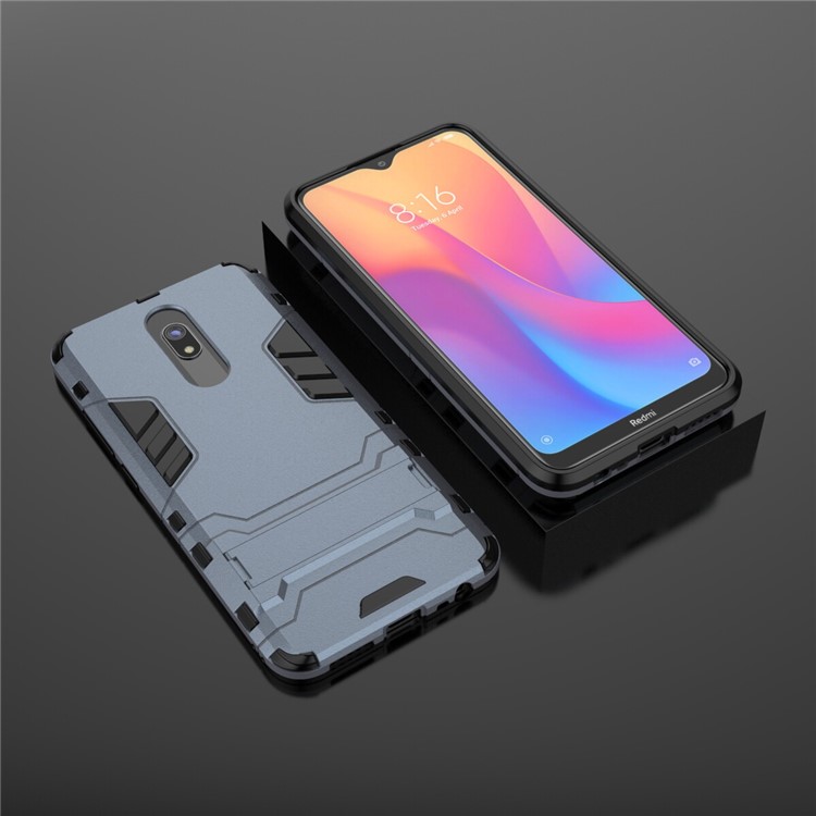 2-in-1 Plastic + TPU Phone Shell with Kickstand for Xiaomi Redmi 8A - Dark Blue-4