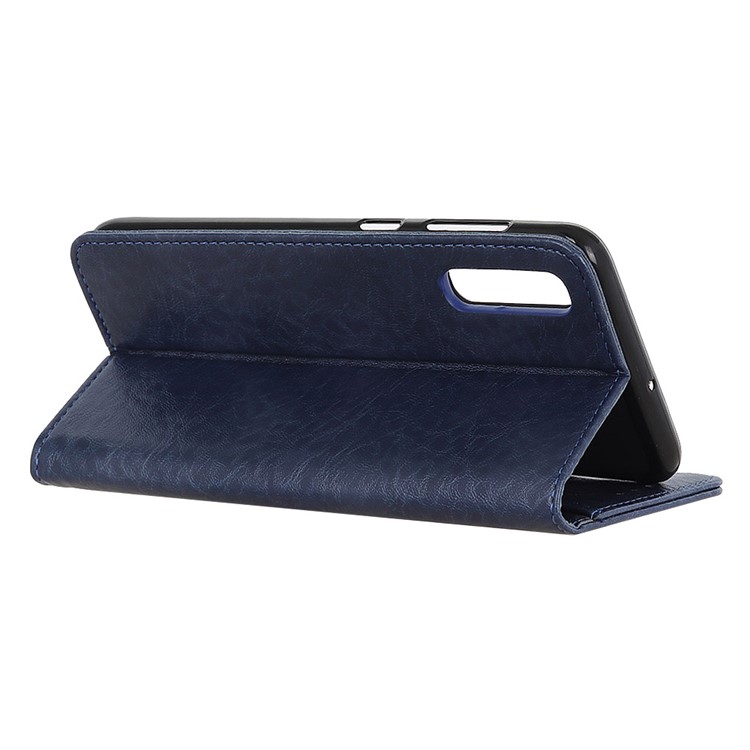 Caso Portafogli In Pelle Di Auto-assorbito Cavallo Pazzo Tessitura Diviso Per Xiaomi MI 9 Pro 5G / Mi 9 Pro - Blu-4