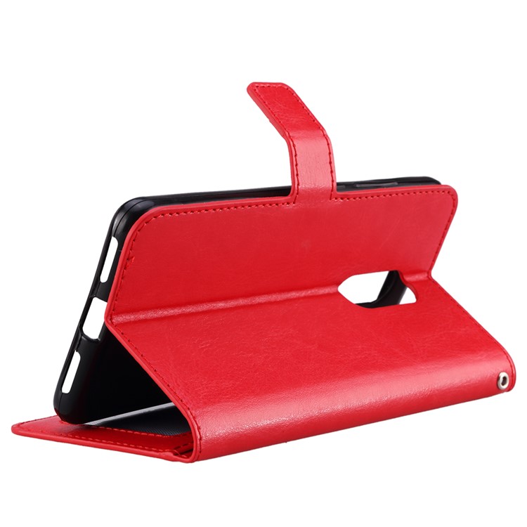 Crazy Horse Wallet Leather Phone Case Cover for Xiaomi Redmi 8 - Red-5
