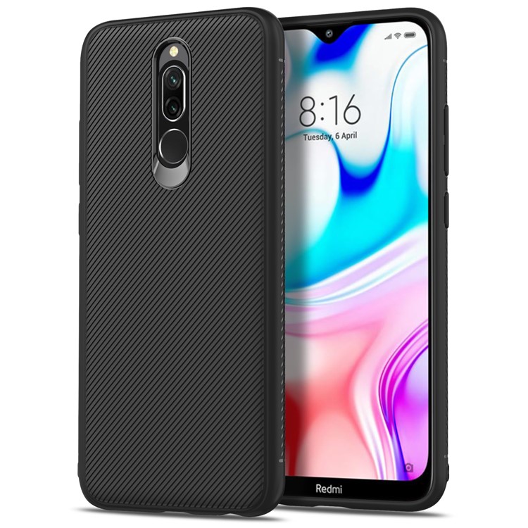 TPU Texture Sergé Série Jazz Couverture Arrière Cellulaire Mobile Pour Xiaomi Redmi 8 - Noir-2