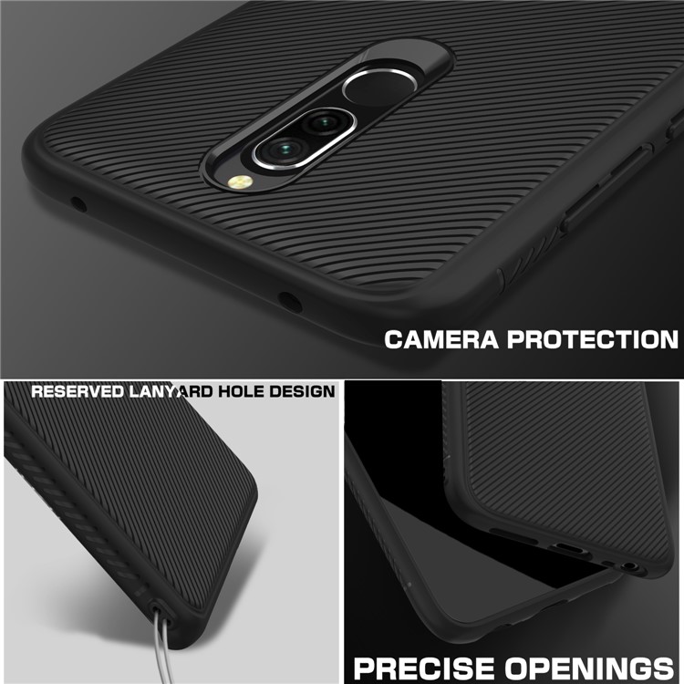 TPU Texture Sergé Série Jazz Couverture Arrière Cellulaire Mobile Pour Xiaomi Redmi 8 - Noir-4