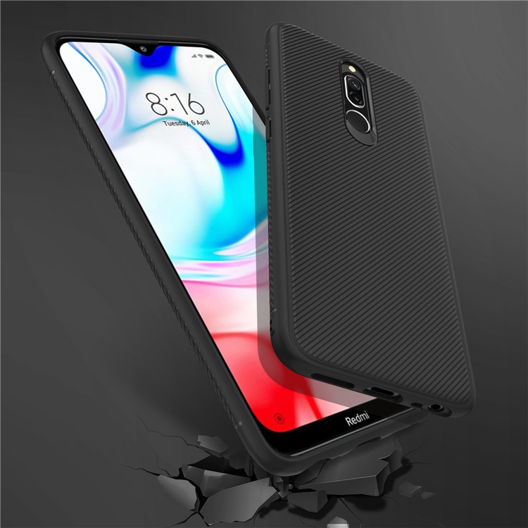 TPU Texture Sergé Série Jazz Couverture Arrière Cellulaire Mobile Pour Xiaomi Redmi 8 - Noir-6