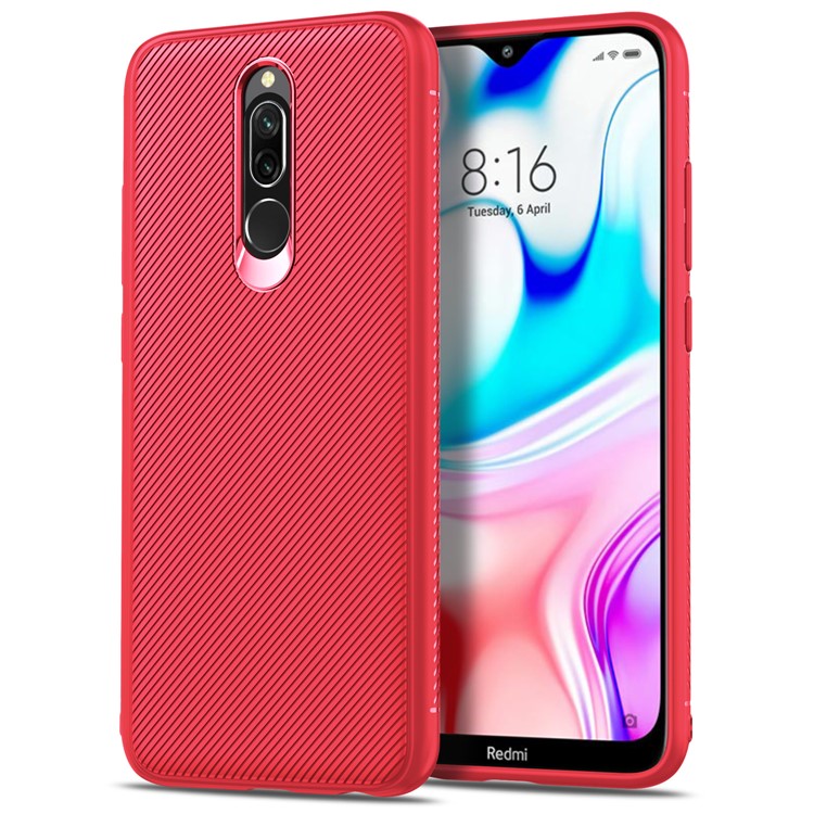 Jazz Series Twill Texture TPU Back Mobile Cell Cover for Xiaomi Redmi 8 - Red-2