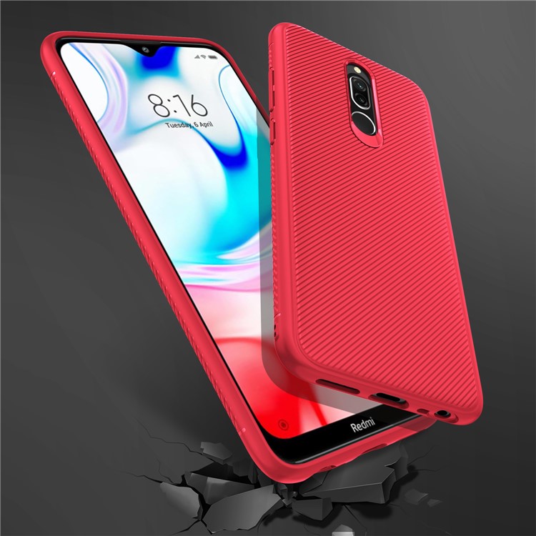 Jazz Series Twill Texture TPU Back Mobile Cell Cover for Xiaomi Redmi 8 - Red-6
