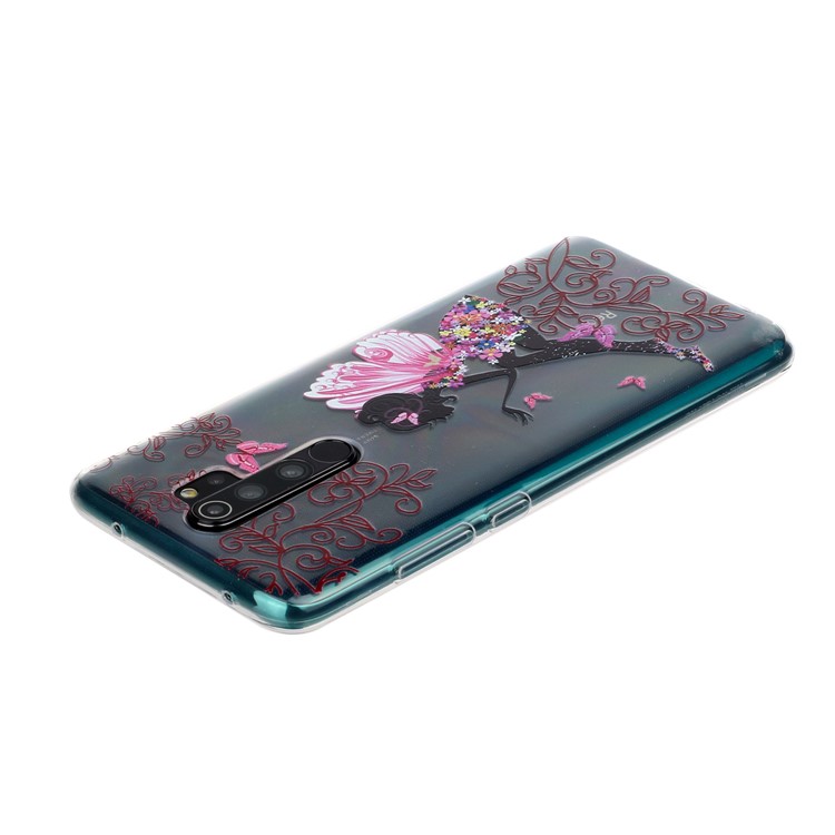 Shell Posteriore TPU Stampa di Pattern Per Xiaomi Redmi Note 8 Pro - Ragazza Farfalla