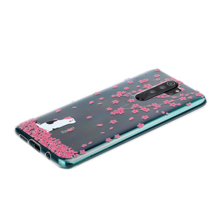 Pattern Printing TPU Back Shell for Xiaomi Redmi Note 8 Pro - Flowers and Cat-3