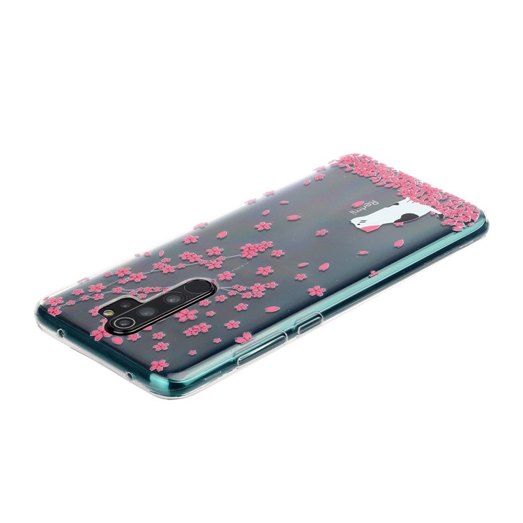 Pattern Printing TPU Back Shell for Xiaomi Redmi Note 8 Pro - Flowers and Cat-4