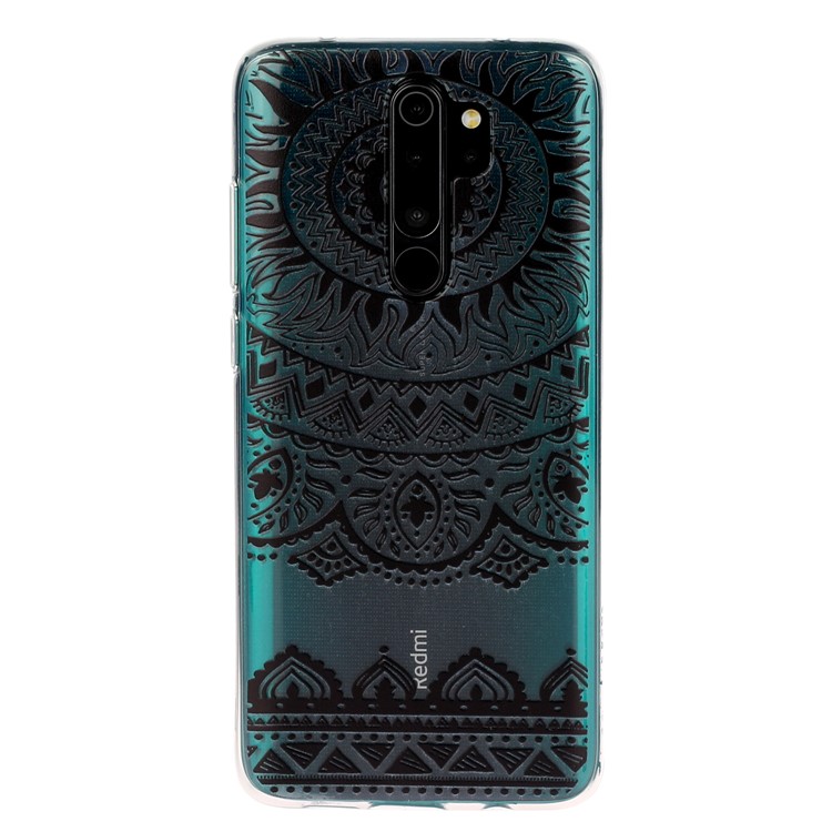 Pattern Printing TPU Back Shell for Xiaomi Redmi Note 8 Pro - Black Malanda Flower-2