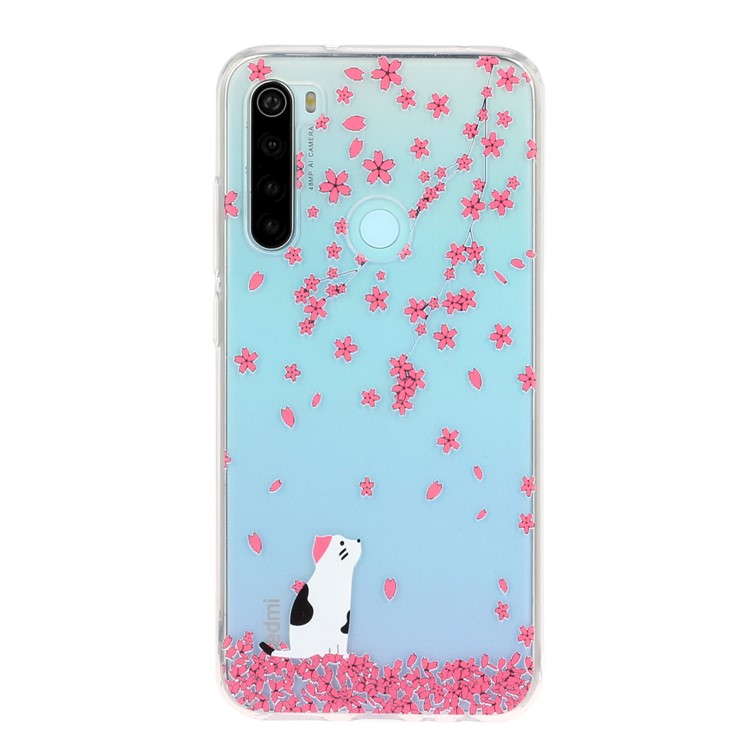 Pattern Printing TPU Back Case for Xiaomi Redmi Note 8 - Flowers and Cat-2