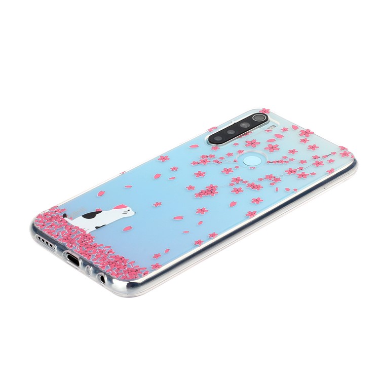 Pattern Printing TPU Back Case for Xiaomi Redmi Note 8 - Flowers and Cat-3