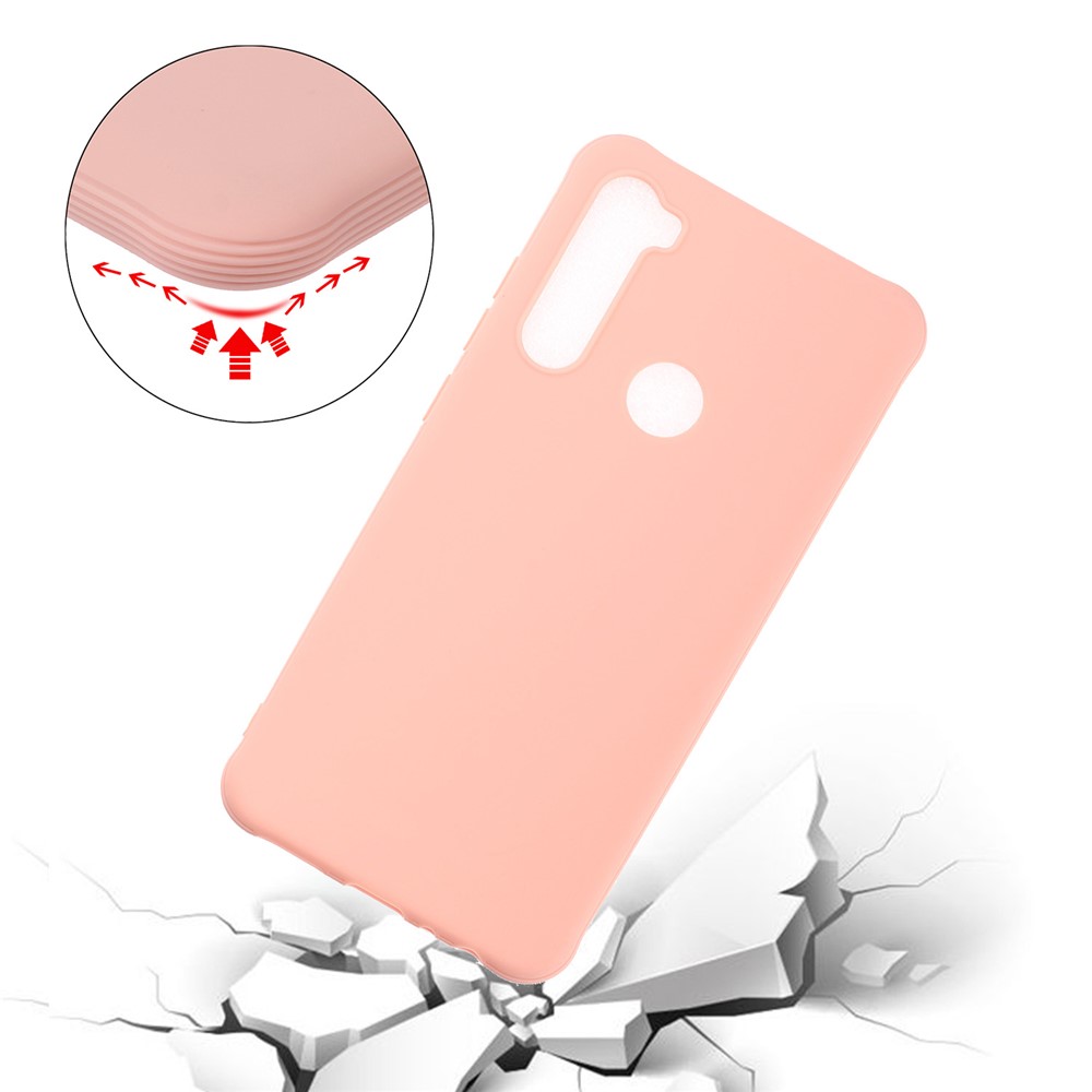 Shockproof Pure Color Matte TPU Phone Shell Casing for Xiaomi Redmi Note 8 - Pink-2