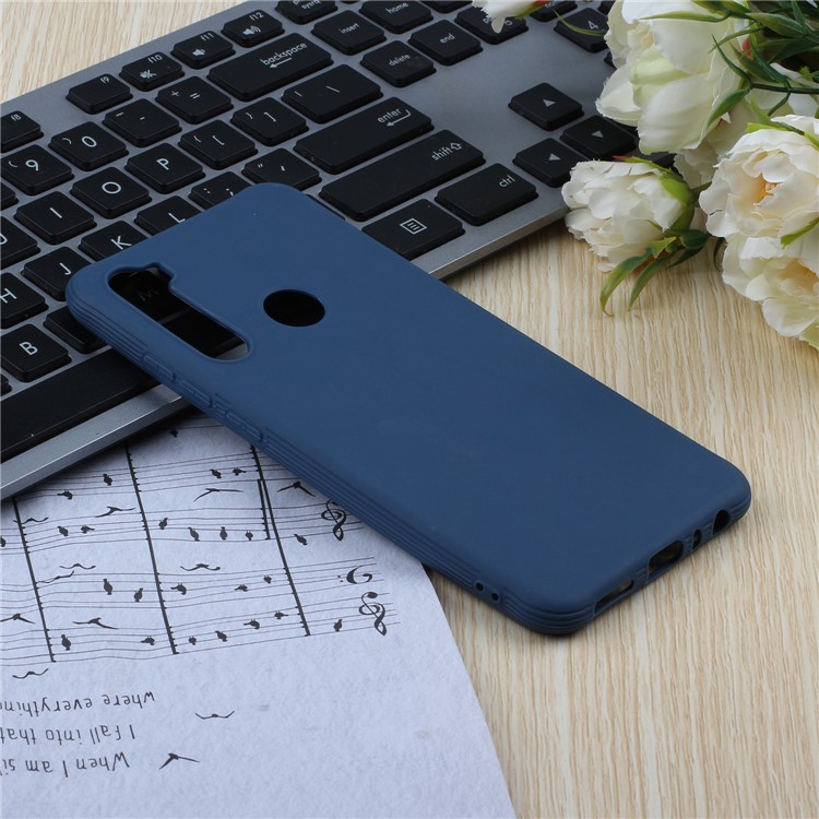 Capa de Telefone Fats Tpu de Cor Pura à Prova de Choque Para Xiaomi Redmi Nota 8 - Azul Escuro-5