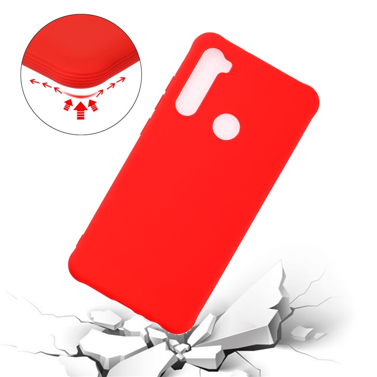 Capa de Telefone Fats Tpu de Cor Pura à Prova de Choque Para Xiaomi Redmi Nota 8 - Vermelho-2