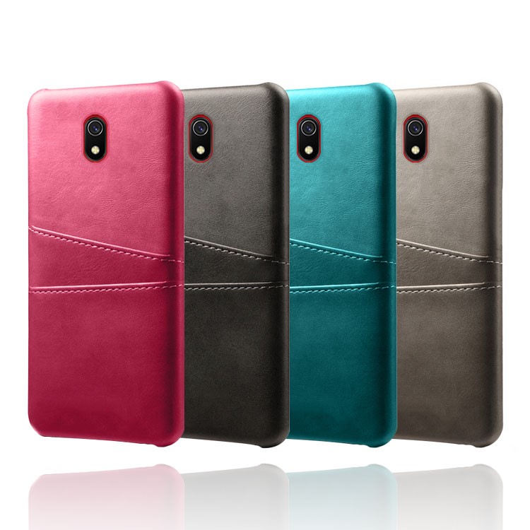 Double Card Slots PU Leather Coated Hard PC Case for Xiaomi Redmi 8A - Black-7