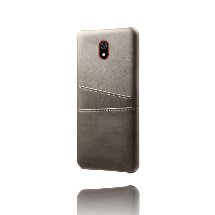 KSQ Double Card Slots PU Leather Coated Hard PC Case for Xiaomi Redmi 8A - Grey-2