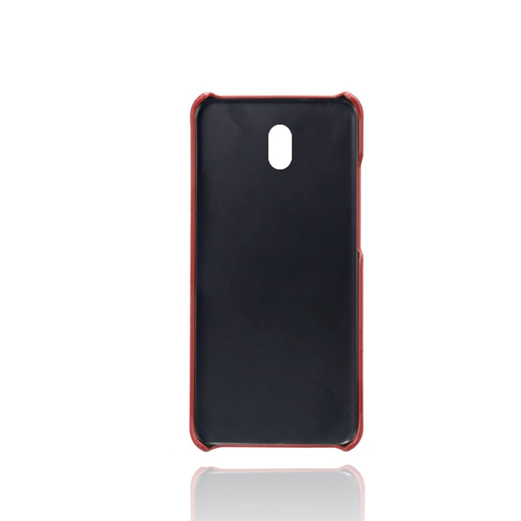 Doubles Emplacements Pour Cartes Cuir Enduit PU Étui Rigide Pour PC Xiaomi Redmi 8A - Rouge-3