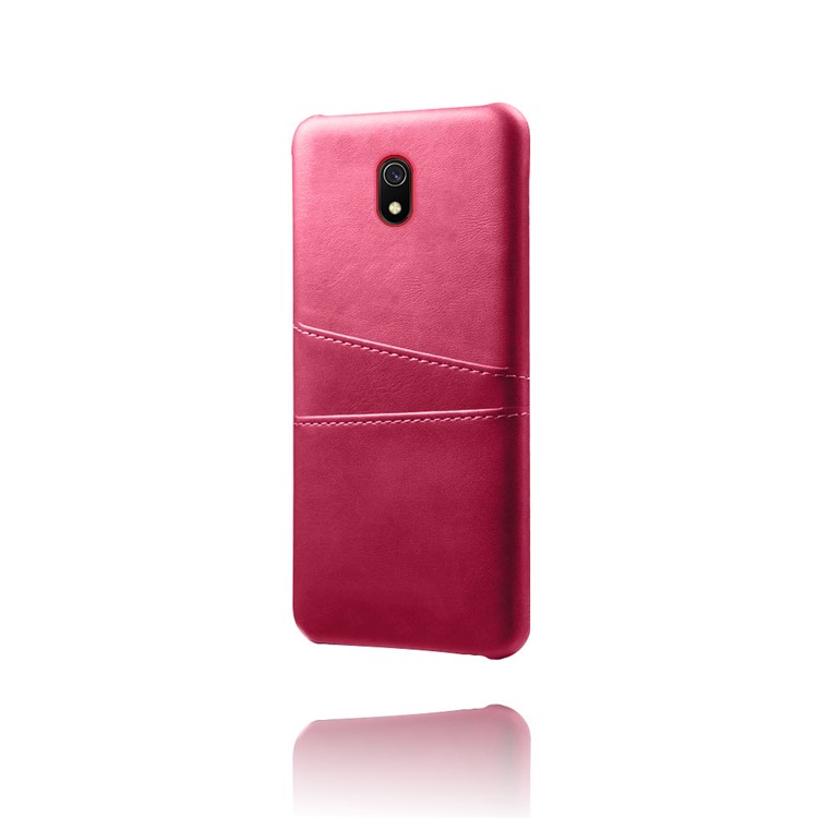 KSQ Double Card Slots PU Leather Coated Hard PC Case for Xiaomi Redmi 8A - Rose-2