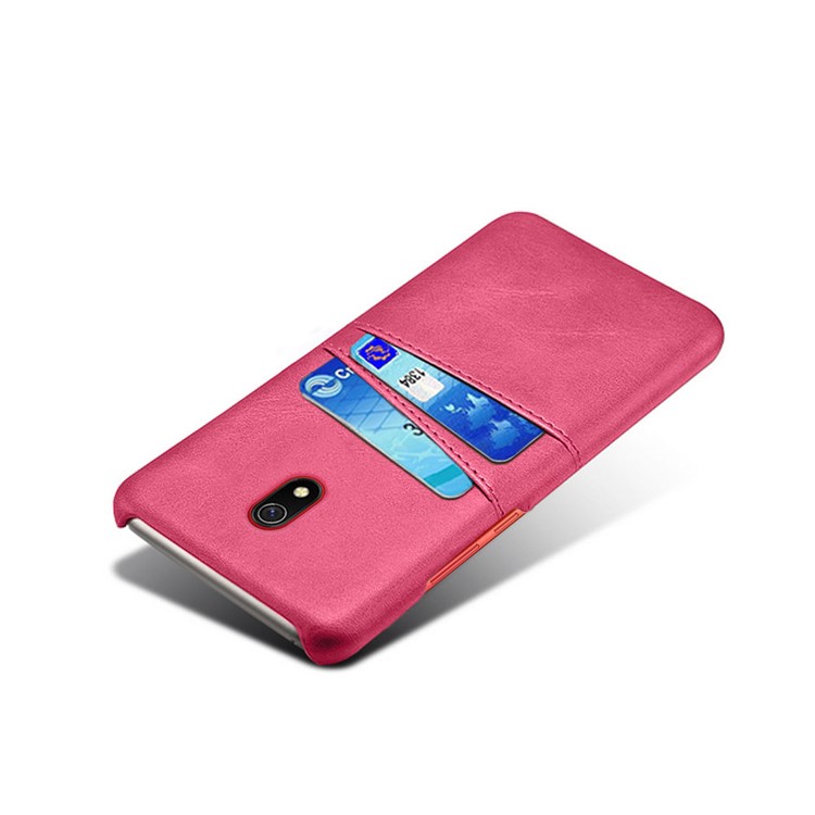 KSQ Double Card Slots PU Leather Coated Hard PC Case for Xiaomi Redmi 8A - Rose-4