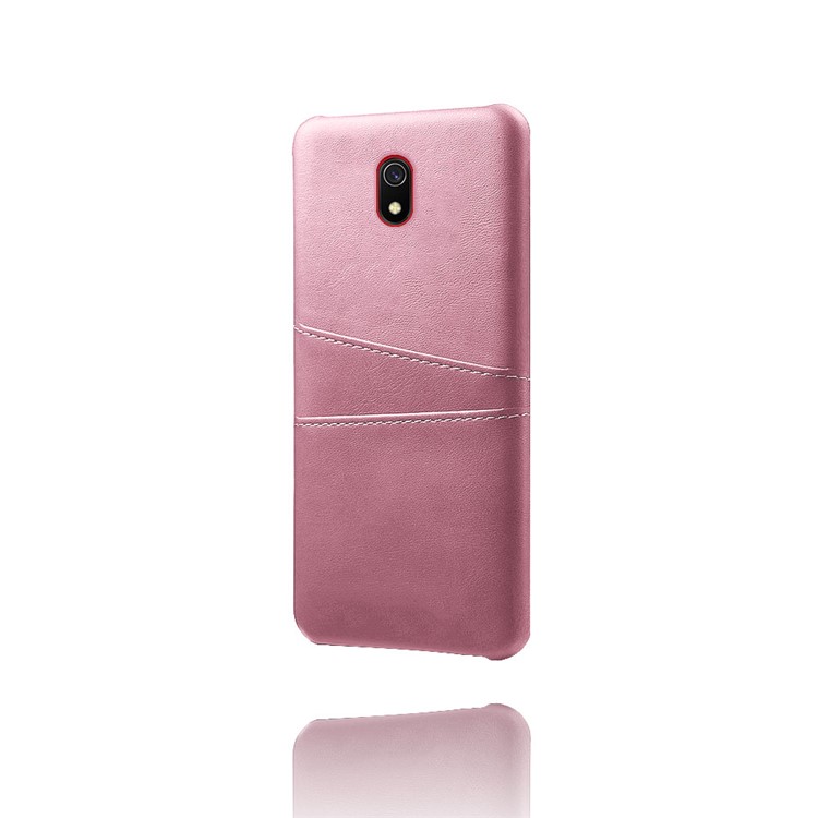 KSQ Double Card Slots PU Leather Coated Hard PC Case for Xiaomi Redmi 8A - Rose Gold-2