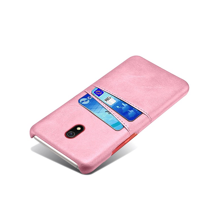 KSQ Double Card Slots PU Leather Coated Hard PC Case for Xiaomi Redmi 8A - Rose Gold-4