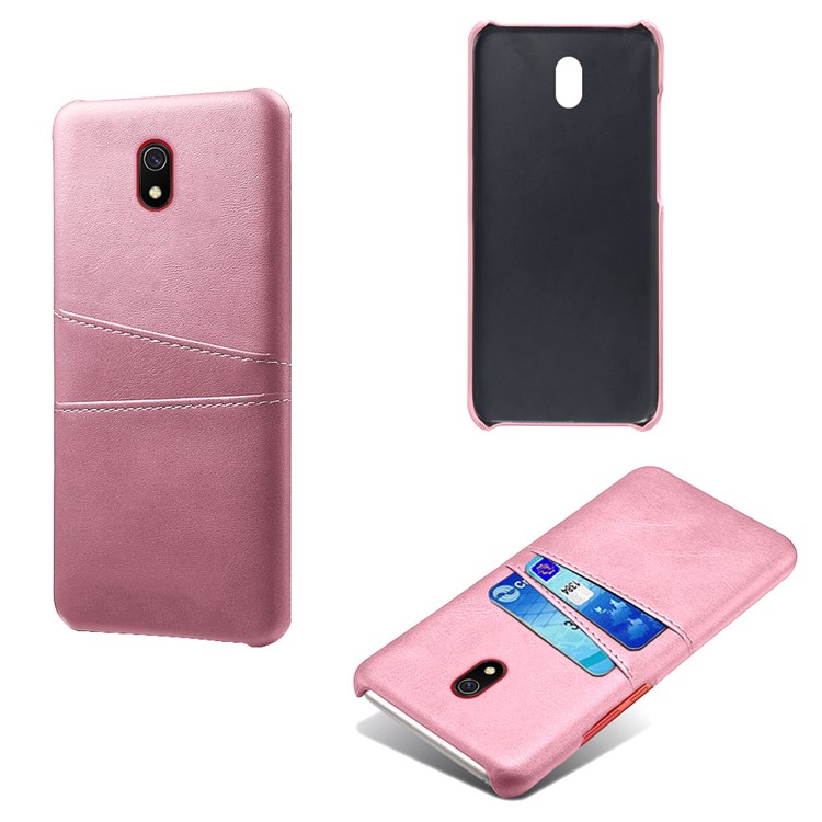KSQ Double Card Slots PU Leather Coated Hard PC Case for Xiaomi Redmi 8A - Rose Gold-5