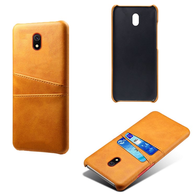 KSQ Double Card Slots PU Leather Coated Hard PC Case for Xiaomi Redmi 8A - Orange-5
