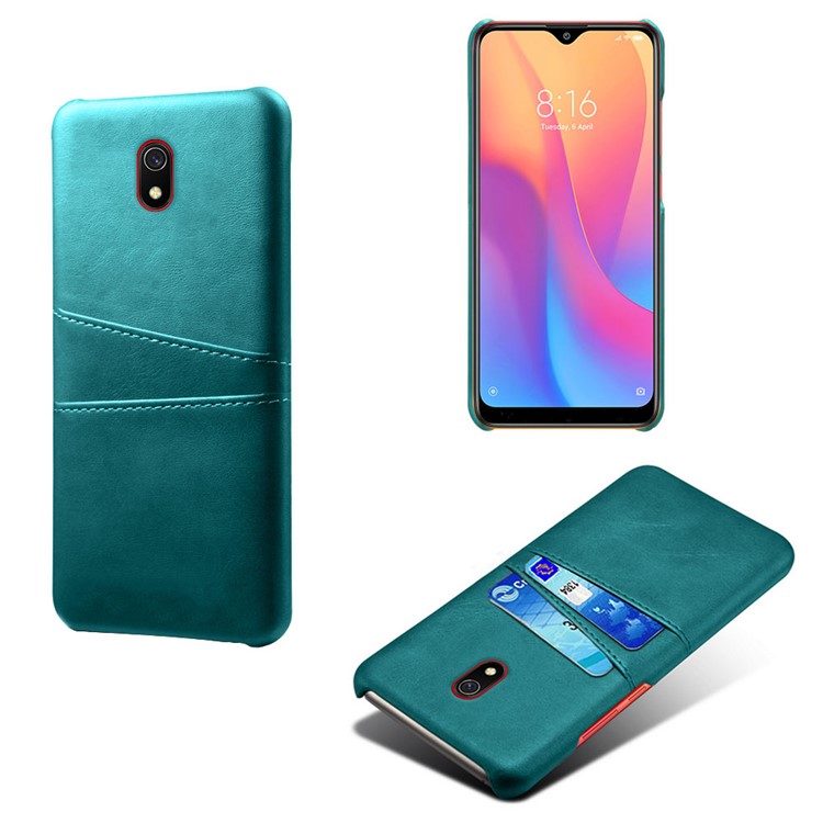 KSQ Double Card Slots PU Leather Coated Hard PC Case for Xiaomi Redmi 8A - Baby Blue-1