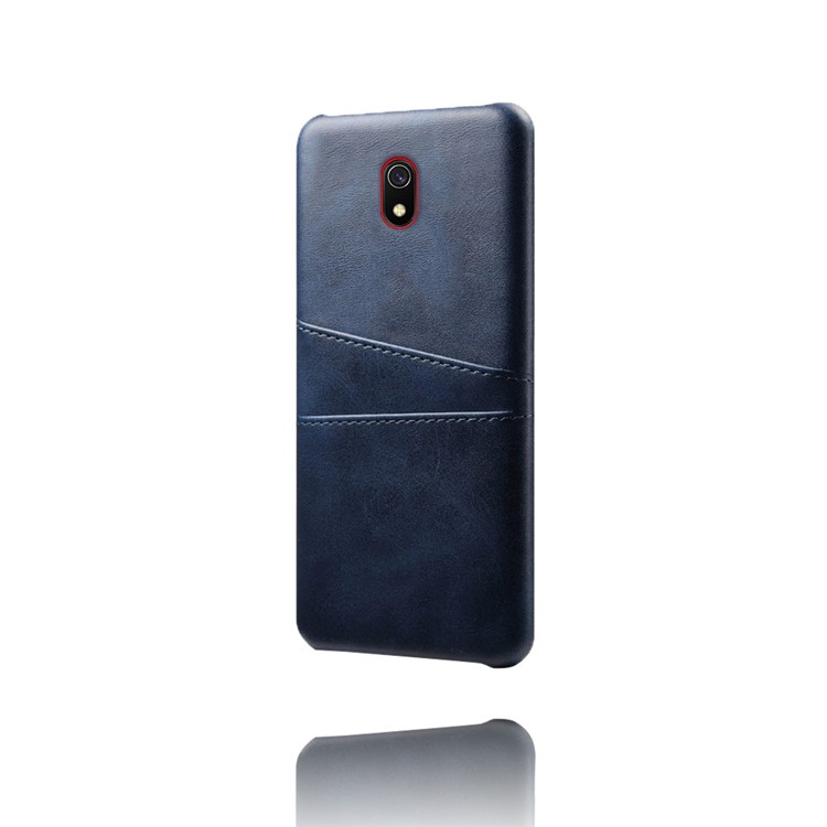 KSQ Double Card Slots PU Leather Coated Hard PC Case for Xiaomi Redmi 8A - Dark Blue-2