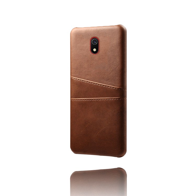 KSQ Double Card Slots pu Leather Revêtement en Revue PC Dur PC Pour Xiaomi Redmi 8a - Brun