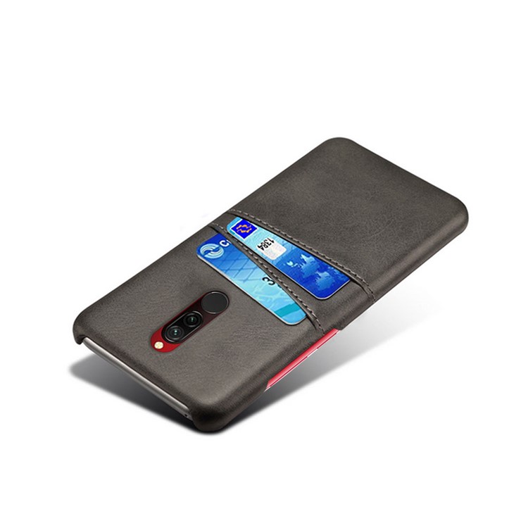 KSQ Double Card Slots PU Leather Coated Hard PC Shell for Xiaomi Redmi 8 - Black-4