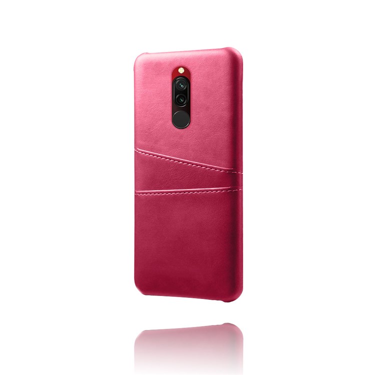 KSQ Double Card Slots PU Leather Coated Hard PC Shell for Xiaomi Redmi 8 - Rose-2