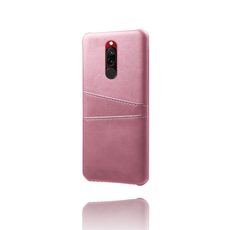 KSQ Double Card Slots PU Leather Coated Hard PC Shell for Xiaomi Redmi 8 - Rose Gold-2