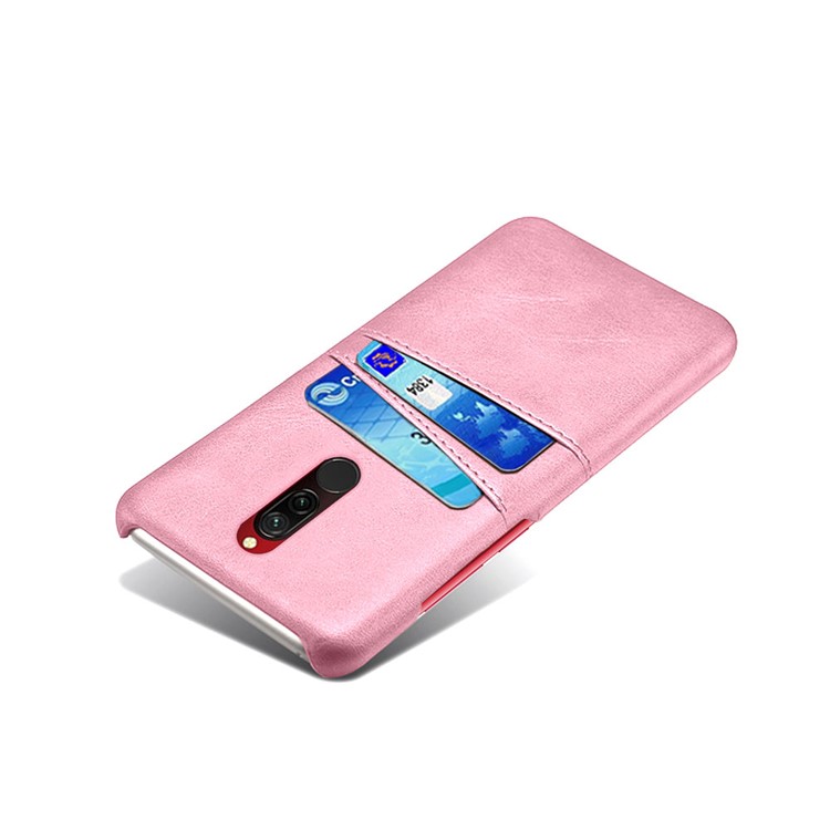 KSQ Double Card Slots PU Leather Coated Hard PC Shell for Xiaomi Redmi 8 - Rose Gold-4