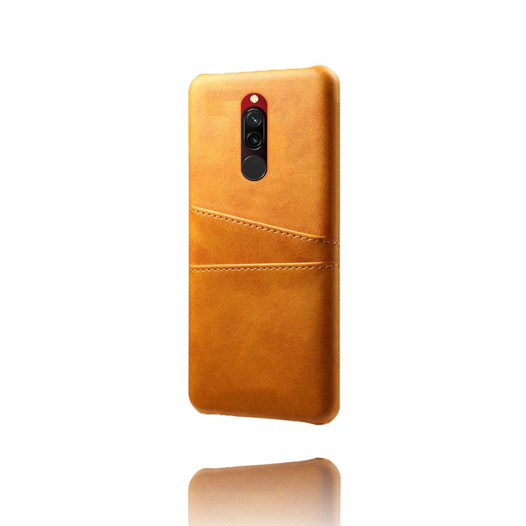 KSQ Double Card Slots PU Leather Coated Hard PC Shell for Xiaomi Redmi 8 - Orange-2