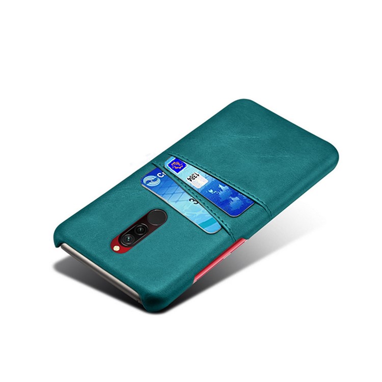 KSQ Double Card Slots PU Leather Coated Hard PC Shell for Xiaomi Redmi 8 - Baby Blue-4
