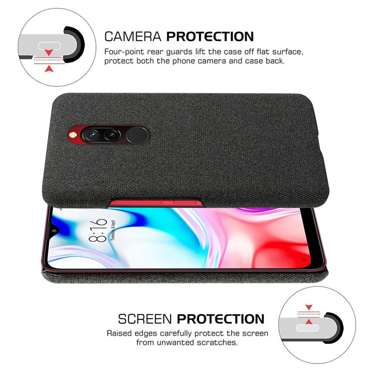 KSQ Cloth + PC Mobile Protective Phone Case Cover for Xiaomi Redmi 8 - Black-5