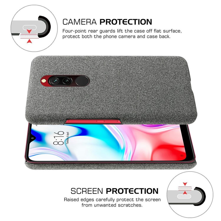 KSQ Cloth + PC Mobile Protective Phone Case Cover for Xiaomi Redmi 8 - Dark Grey-5