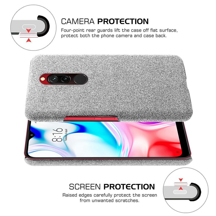KSQ Cloth + PC Mobile Protective Phone Case Cover for Xiaomi Redmi 8 - Light Grey-5
