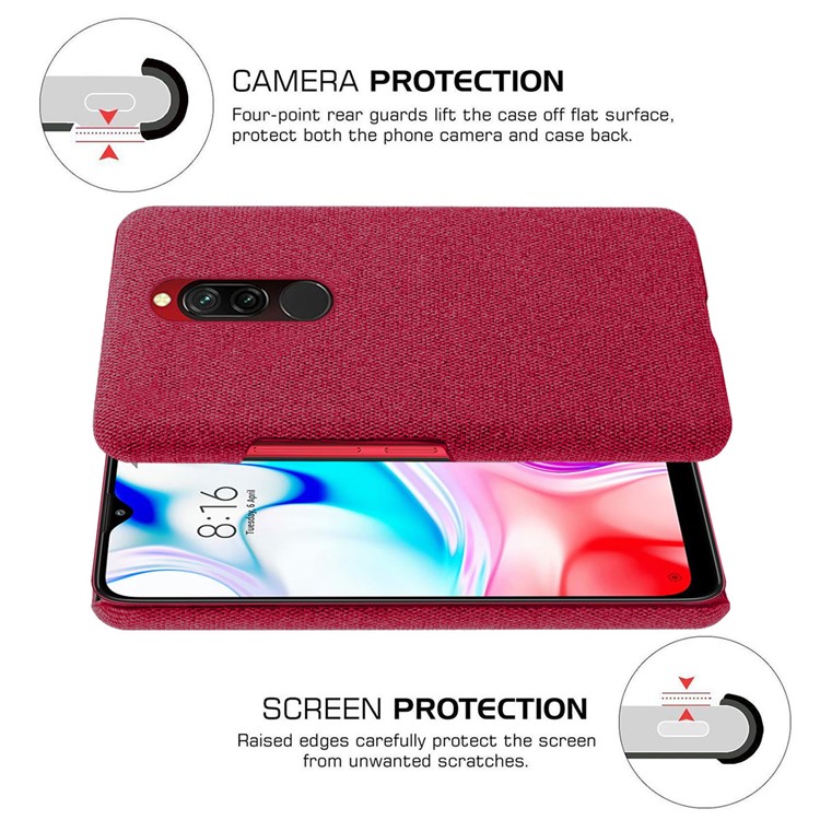 KSQ Cloth + PC Mobile Protective Phone Case Cover for Xiaomi Redmi 8 - Red-5